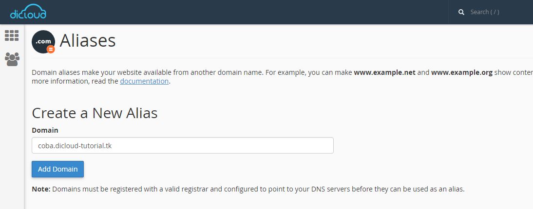 Cara Setting Aliases atau Parked Domain