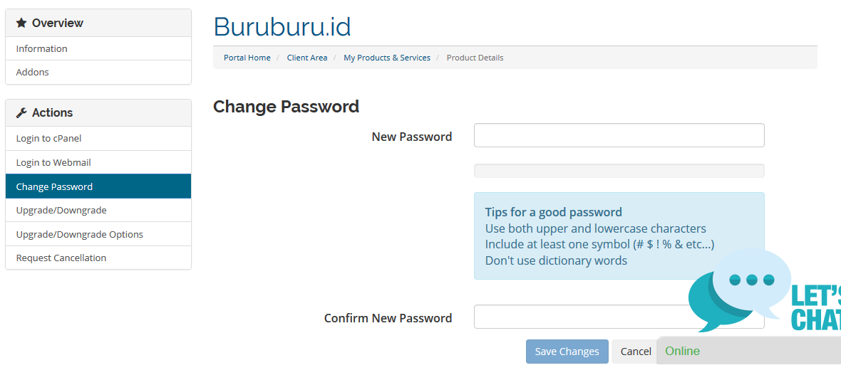 cara mengganti password cpanel