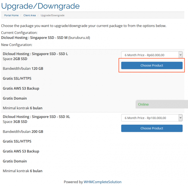 Cara Upgrade dan Downgrade Layanan Hosting