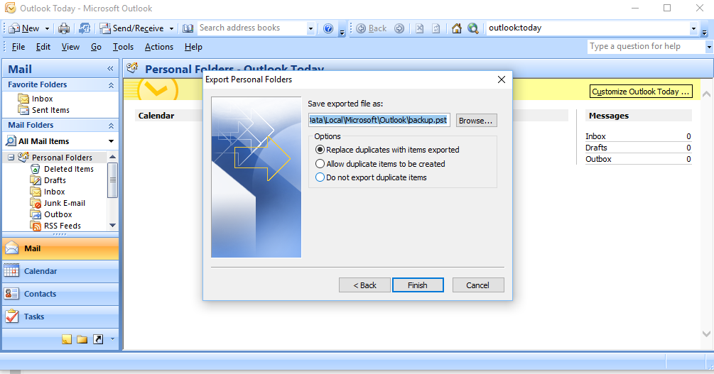 cara backup email di outlook