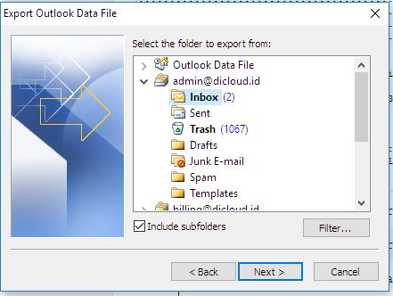 cara backup email di outlook