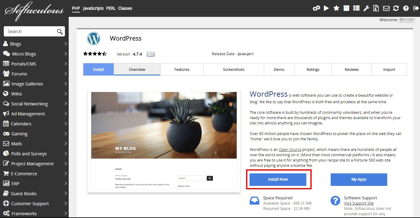 Install WordPress Menggunakan Softaculous