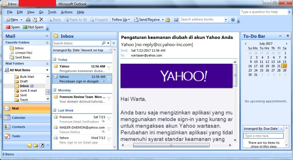 Cara Setup Yahoo di Outlook