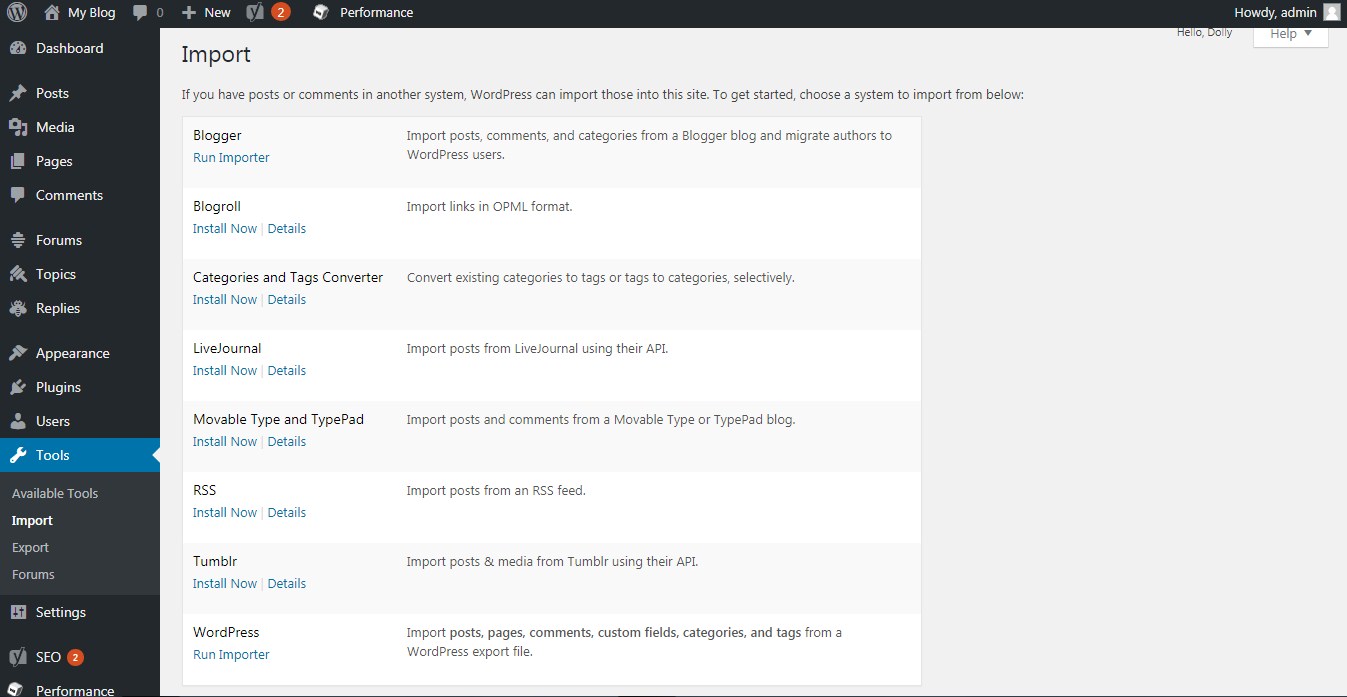 Panduan Cara Import dan Export di WordPress