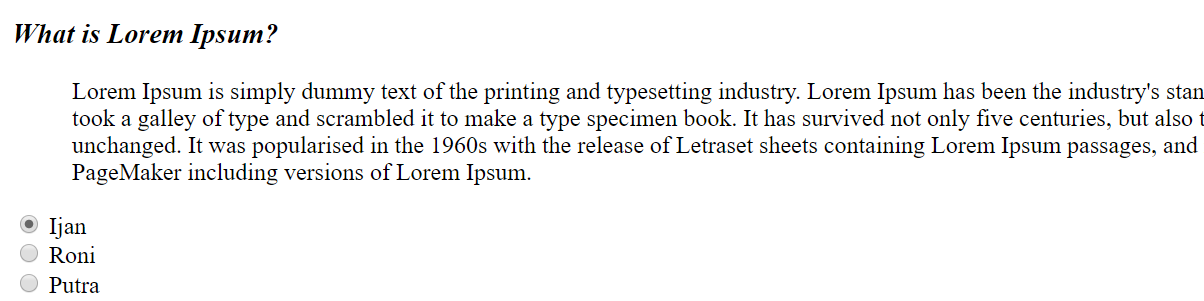 Pengenalan Code HTML Radio